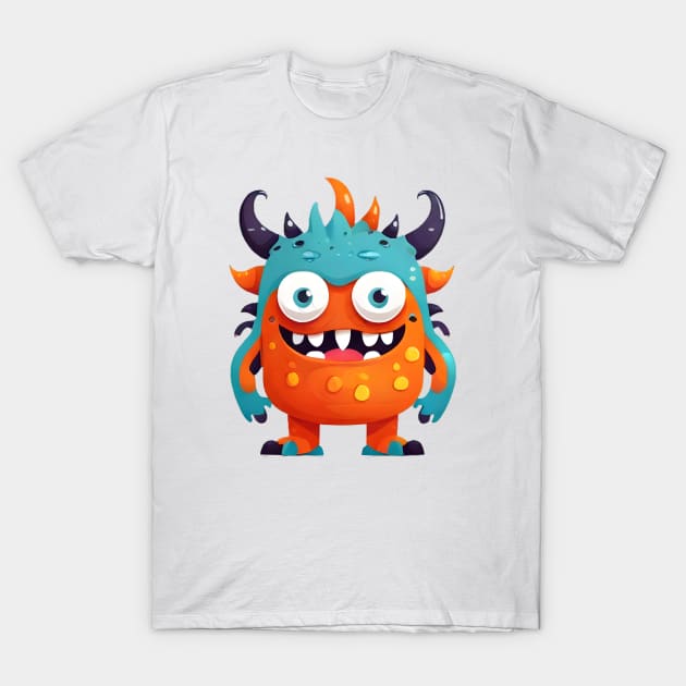 Orange and Blue Cute Monster T-Shirt by FooVector